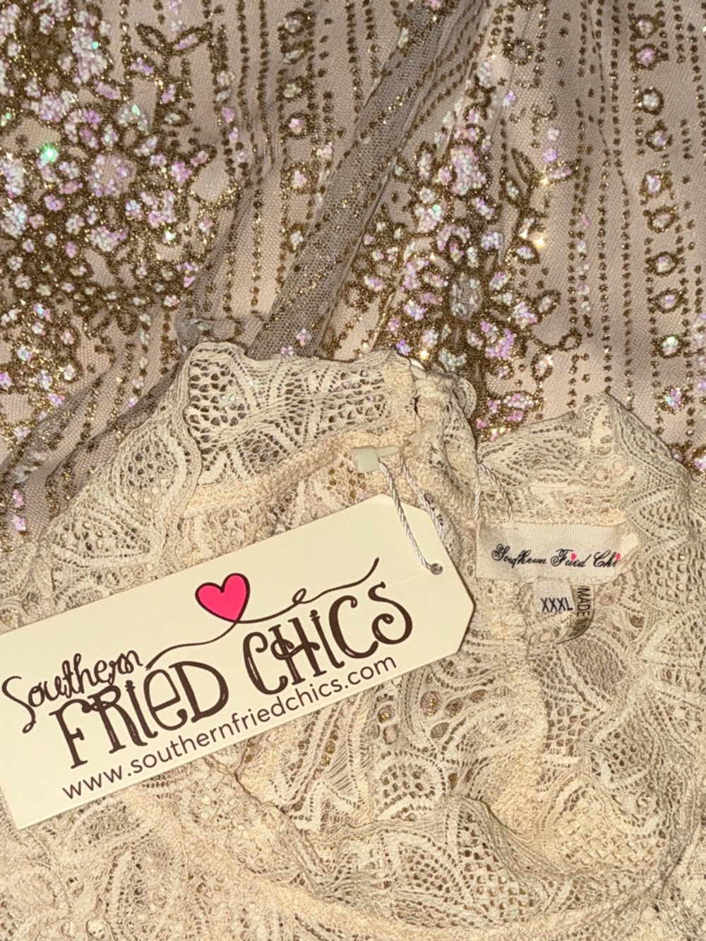 Southern Fried Chics, NWT, XXXL Gold Boutique Dress - Picture 6 of 12
